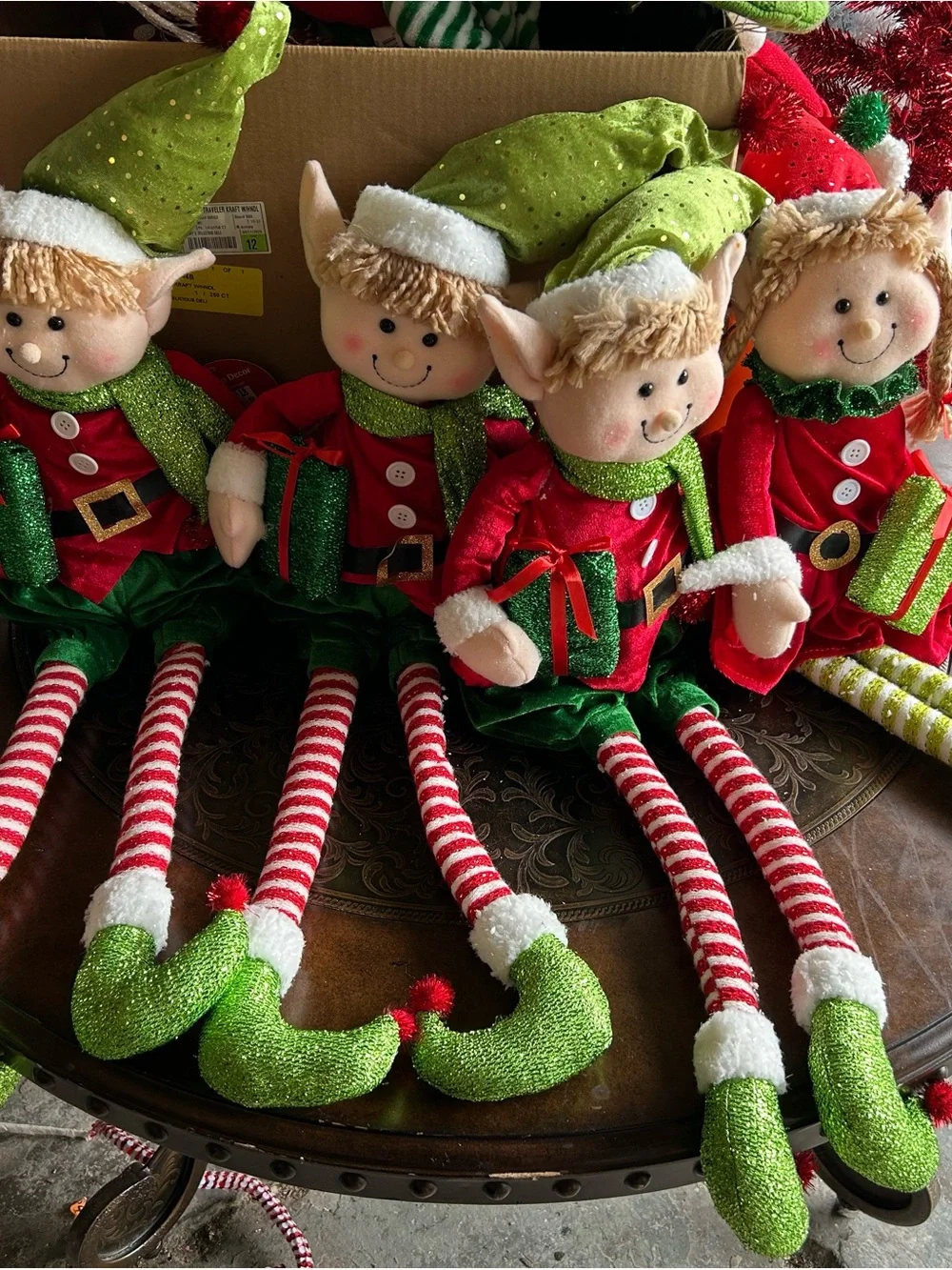 Set of Festive Elf Dolls - Red, Green, White